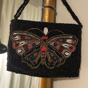 Vintage Cristiana Beaded Butterfly Bag